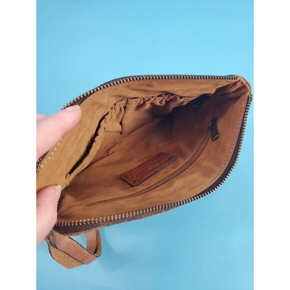 Patricia Nash Cassini Leather Wristlet Clutch Zipped Signature Map Print Brown - Picture 7 of 14